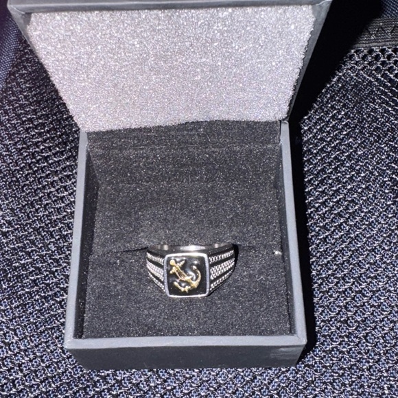 Kay Jewelers Silver and Gold Men's Anchor Ring